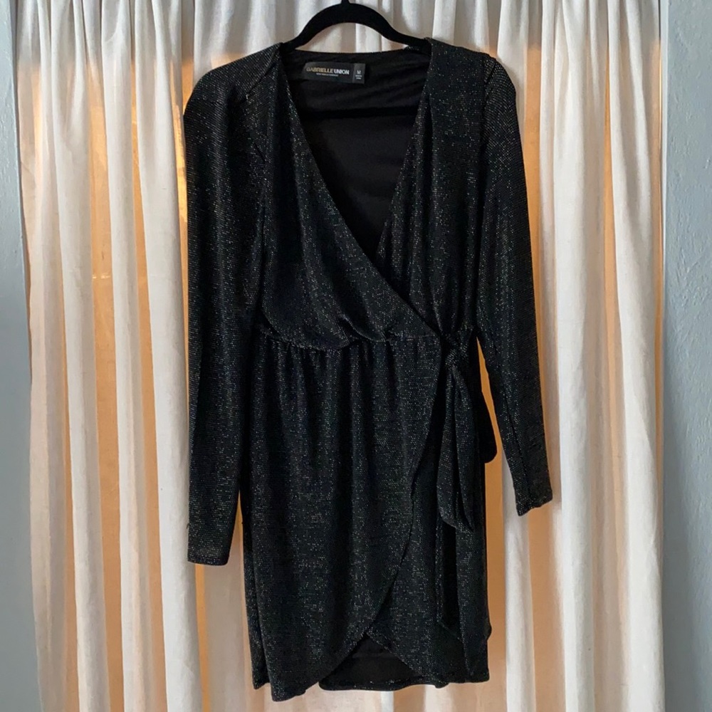 Black sparkly mid length Gabrielle Union dress